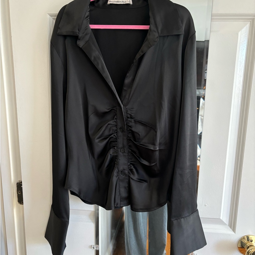 Elegant Black Satin Blouse